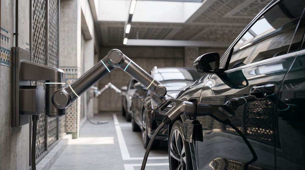 La recharge automatisée par robots et bras articulés dans les parkings